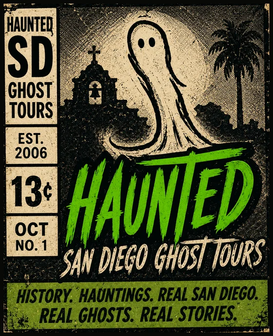 Haunted San Diego Ghost Tours comic cover. History, hauntings, real San Diego.